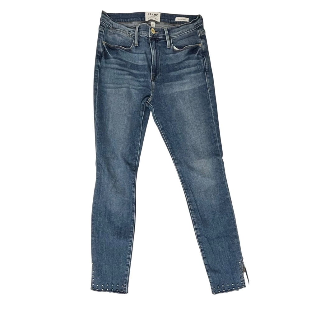 FRAME Le High Skinny Jeans Hazelwood Studded Raw Hem Made USA Size 29